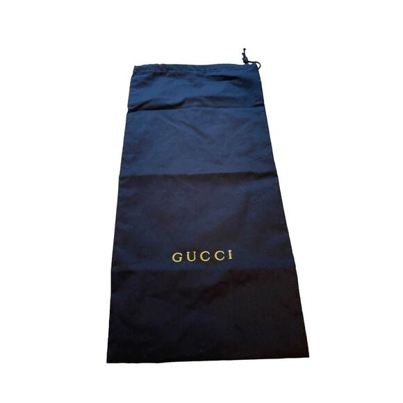 Gucci Small Rectangle‎ Dust Bag Drawstring Embroidered Black Gold Cotton Storage - Picture 1 of 5